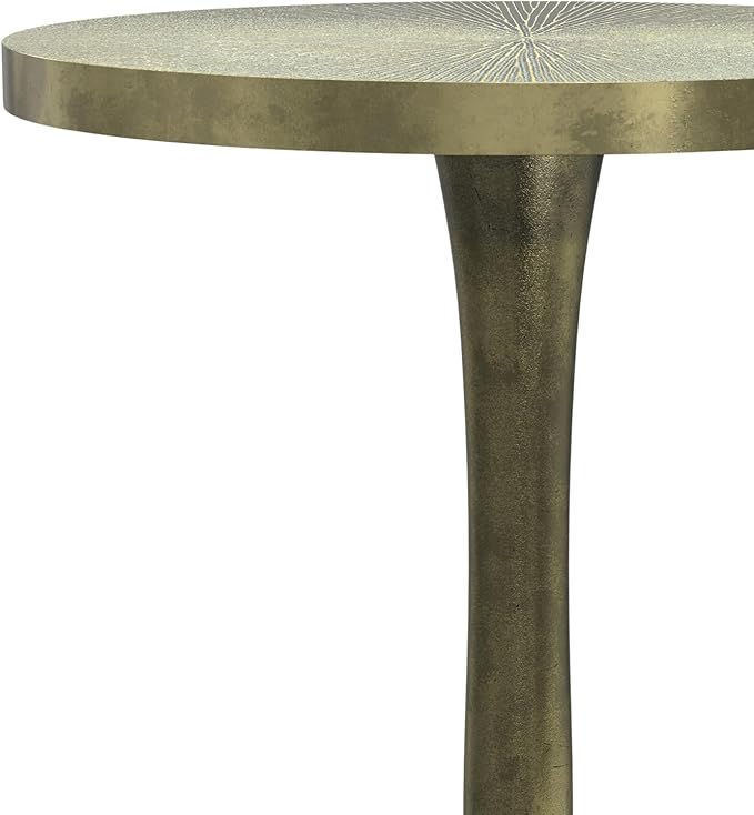 SIMPLIHOME Amalie Metal Side Table in Green Patina, 16-inch Round, 23.5-inch Tall, Vintage-Inspired Cast Aluminum Accent Table for Living Room