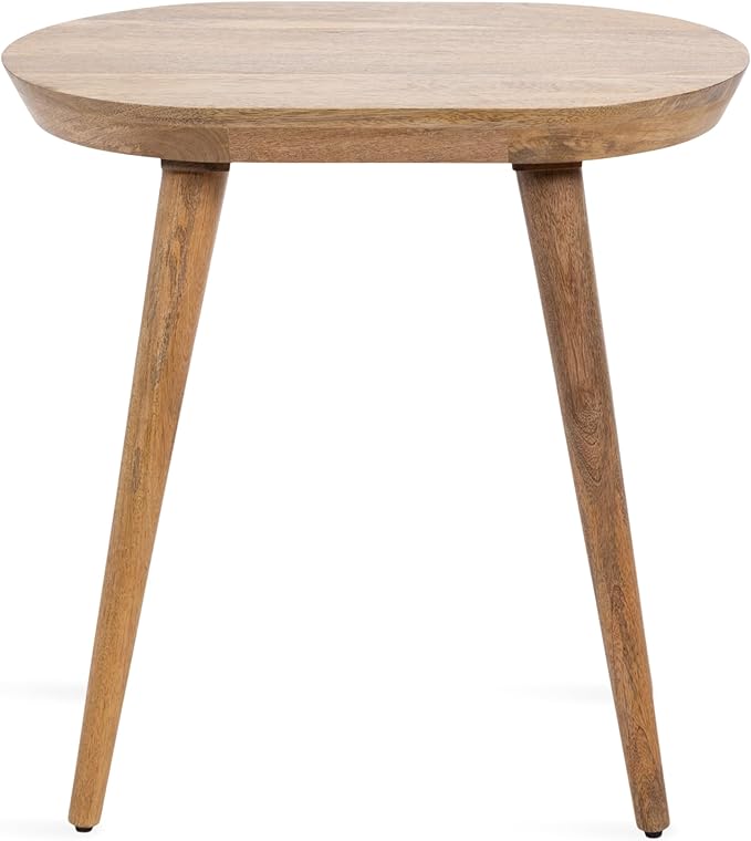 Kate and Laurel Conan Modern Oval Mango Wood Side Table, 22 x 14 x 22, Natural Wood, Mid-Century Capsule End Table with Tapered Dowel Legs for Use as Bedroom Nightstand or Indoor Plant Stand
