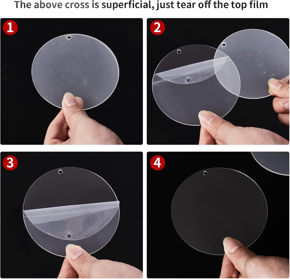 Acrylic Clear Ornament Circle Blanks 50 Pieces 1/16" Thick 3.5"/89 mm Transparent Round Acrylic Disc for DIY Crafts with Christmas Tags