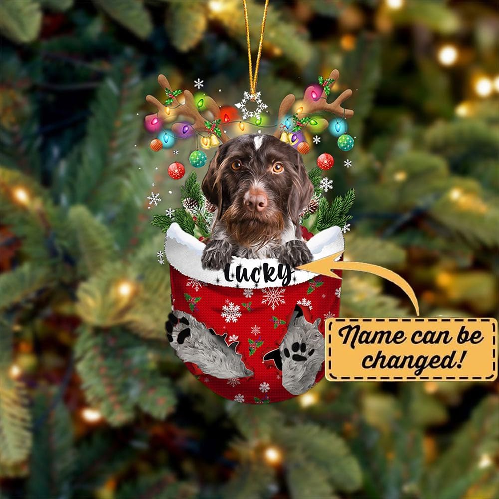 German Wirehaired Pointer Dog Christmas Ornament, German Wirehaired Pointer in Snow Pocket Christmas Tree Ornament, Dog Lovers Gift Idea Xmas Decor, Christmas Ornament Gift for Dog Lovers