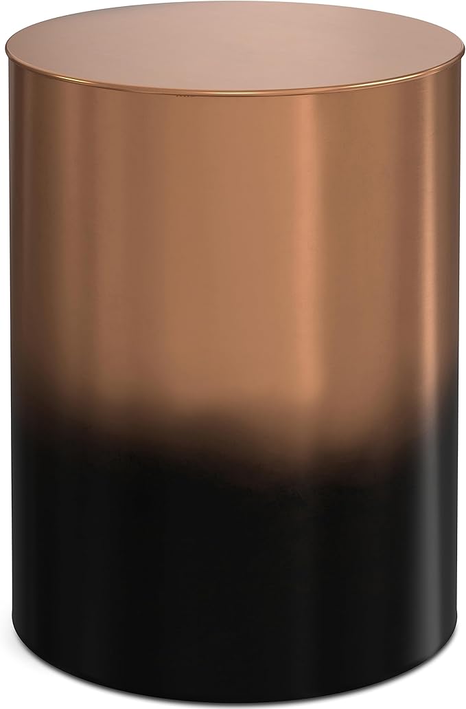 SIMPLIHOME Curtis Industrial 16 Inch Wide Metal Cylinder Accent Table in Ombre Black/Copper, Fully Assembled, for The Living Room and Bedroom