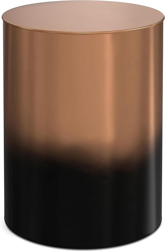 SIMPLIHOME Curtis Industrial 16 Inch Wide Metal Cylinder Accent Table in Ombre Black/Copper, Fully Assembled, for The Living Room and Bedroom