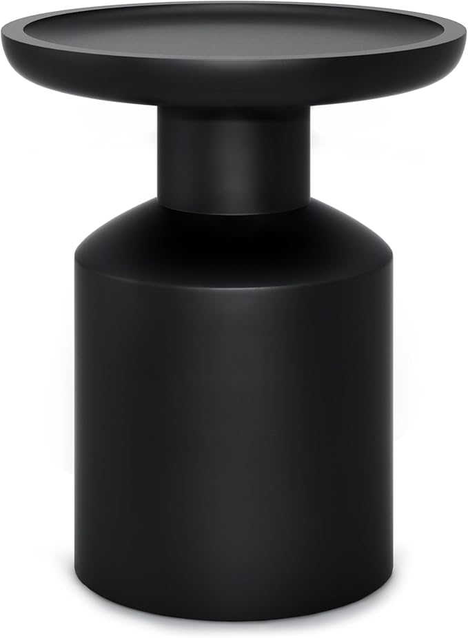 SIMPLIHOME Haynes End Table - 16 inch Wide Solid Mango Wood Round Accent Table with Sculptural Pedestal Base in Black, Boho Nightstand or Lamp Stand for Living Room or Bedroom, Assembled