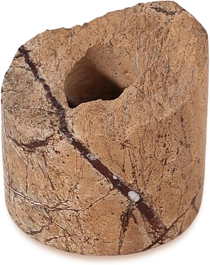 Travertine Candle Holder - Handmade Marble Candlestick Holder for Taper Candle - Vintage Small Stone Candle Sticks Holder Decor for Table Centerpieces, Wedding, Party, Fits 3/4 Inch Thick Candle
