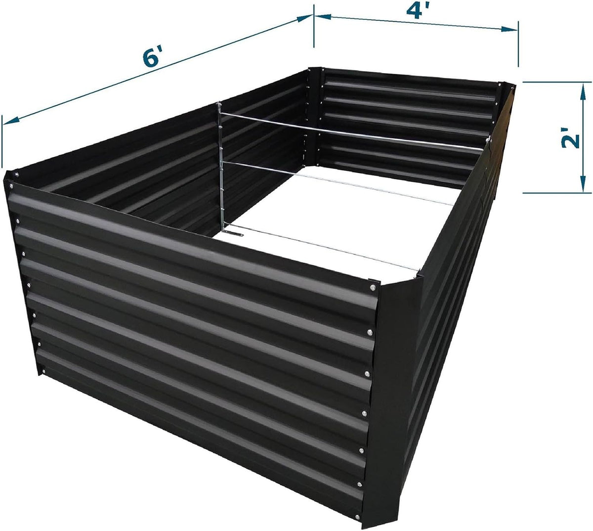 6x4x2FT Metal Raised Garden Bed Kit, Galvanized Outdoor Garden Bed Planter Box for Vegetables, Flowers, Herbs, Succulents and More, Black