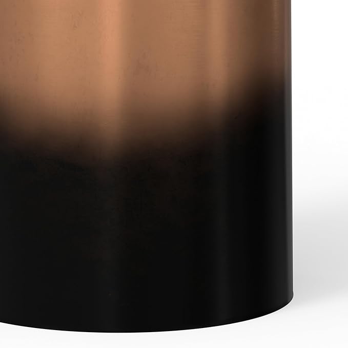 SIMPLIHOME Curtis Industrial 16 Inch Wide Metal Cylinder Accent Table in Ombre Black/Copper, Fully Assembled, for The Living Room and Bedroom