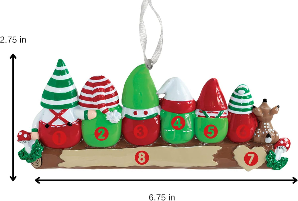 2025 Family Christmas Ornament – Personalized Ornament for Families – Custom Gnome Family Ornament – Holiday Tree Decoration Keepsake Gift (Family 6)