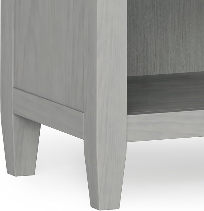 SIMPLIHOME Carlton Solid Wood 24 Inch Wide Contemporary Bedside Nightstand Table in Fog Grey, for The Living Room and Bedroom