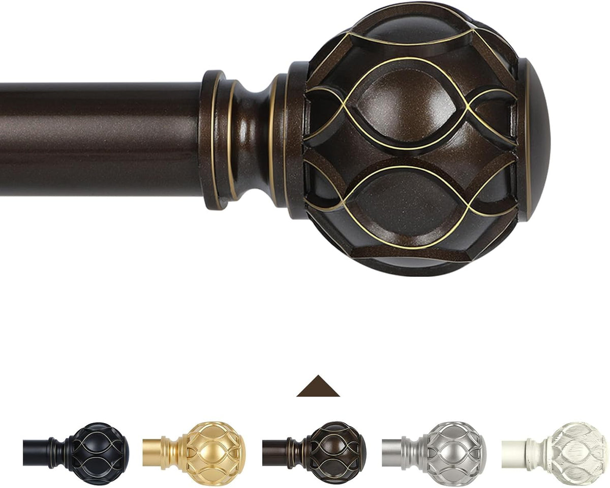 Bronze Farmhouse Curtain Rods for Windows:72-144" Heavy Duty Adjustable Long Curtain Rod for Bedroom Living Room,Boho Decorative Rustic Drapery Rods with Vintage Coastal Finials,Antique Bronze