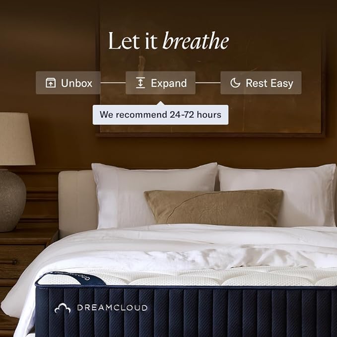 DreamCloud Premier 13" Full Mattress - Luxury Hybrid Gel Memory Foam - 365 Night Trial - Fiberglass Free - Forever Warranty - Mattress in a Box - CertiPUR-US Certified