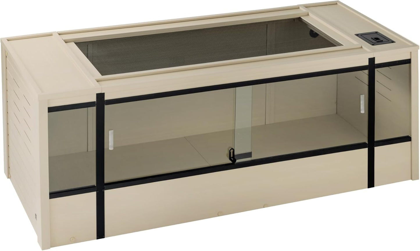 New Age Pet ECOFLEX 60-Inch Mojave Reptile Lounge in Maple- Durable, Moisture-Resistant Wood Plastic Composite Habitat with Vented Side Panels, Removable Sliding Glass Doors & Lock