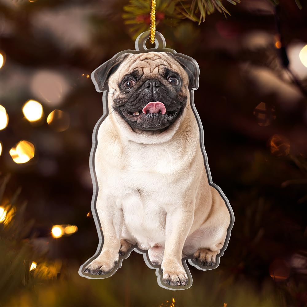 Personalized Photo Acrylic Ornaments - Customized Christmas Tree Dog Ornaments for Dog Lovers