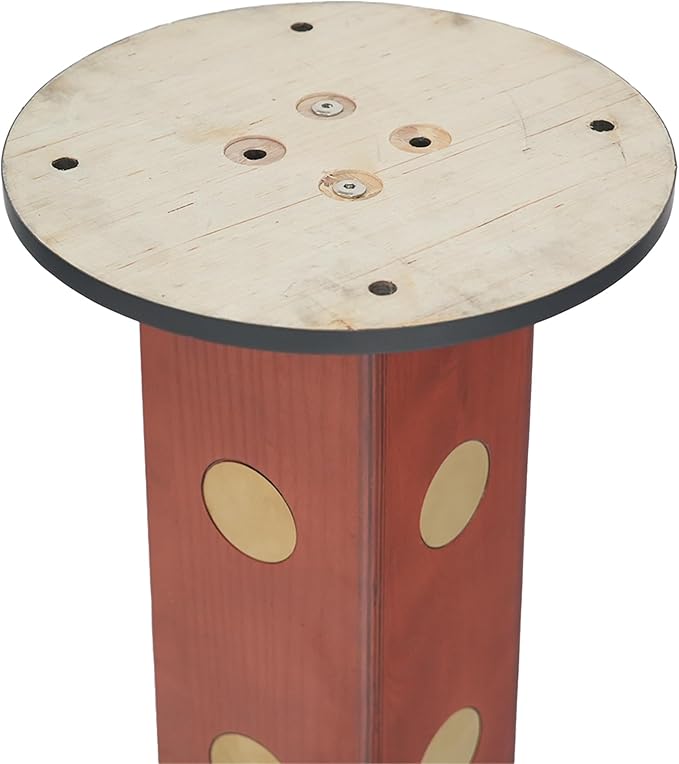 Sintered Stone Office Table - 33.5" Round Surface for Small Offices (Red Leg and Pandora Top, 1 Table Only)