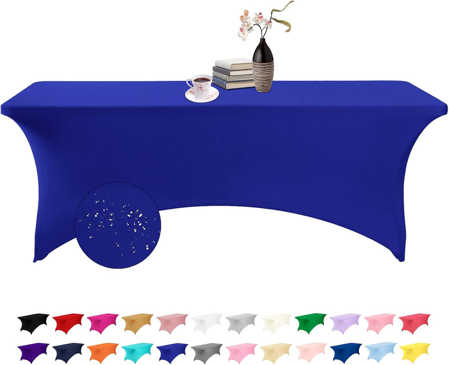 Spandex 8ft Waterproof Table Cover for Party,Wedding, Banquet, and Events(Royal Blue)