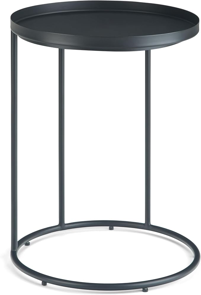 SIMPLIHOME Monet Industrial 18 inch Wide Metal Accent Side Table in Black, Fully Assembled for the Living Room and Bedroom