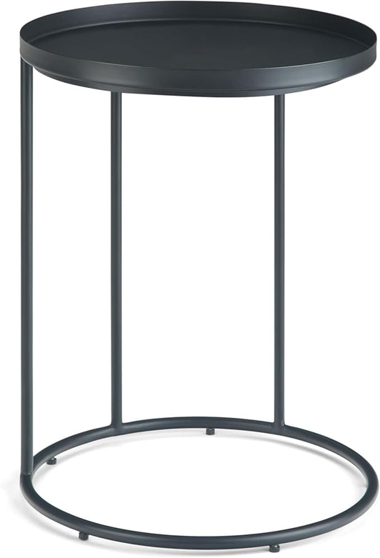 SIMPLIHOME Monet Industrial 18 inch Wide Metal Accent Side Table in Black, Fully Assembled for the Living Room and Bedroom