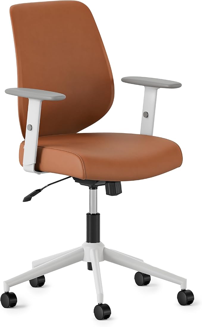 Branch Daily Chair - Vegan Leather Office Chair with Swivel, Lumbar Rest, and Adjustable Armrests - Comfortable Seating for Improved Posture and Productivity - Dune