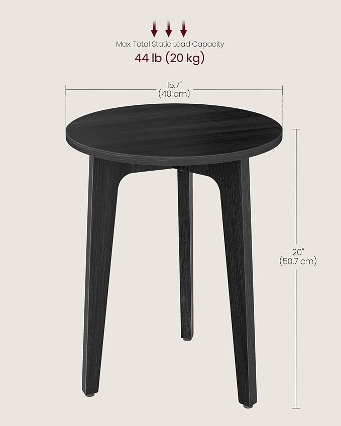 VASAGLE MAEZO Collection - Small Side Table, Round End Table, Nightstand with Tapered Legs, Curved Transitions, for Small Spaces, Living Room, Bedroom, Charcoal Gray ULET237BA01S
