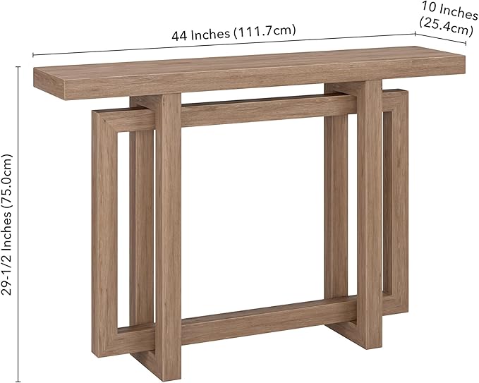 Henn&Hart 44'' Wooden Rectangular Console Table Entryway Table, Sofa Table for Entryway, Living Room, Couch, Hallway, or Office, Antiqued Gray Oak