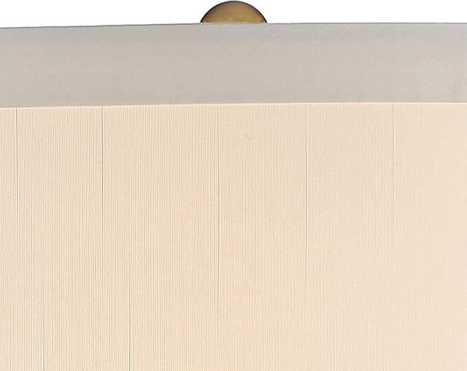 Possini Euro Design Karen Modern Table Lamp 37 1/2" Tall with Clear Round Riser Dark Gold Glass Column Off White Fabric Drum Shade for Bedroom Living Room House Bedside Nightstand Office Entryway