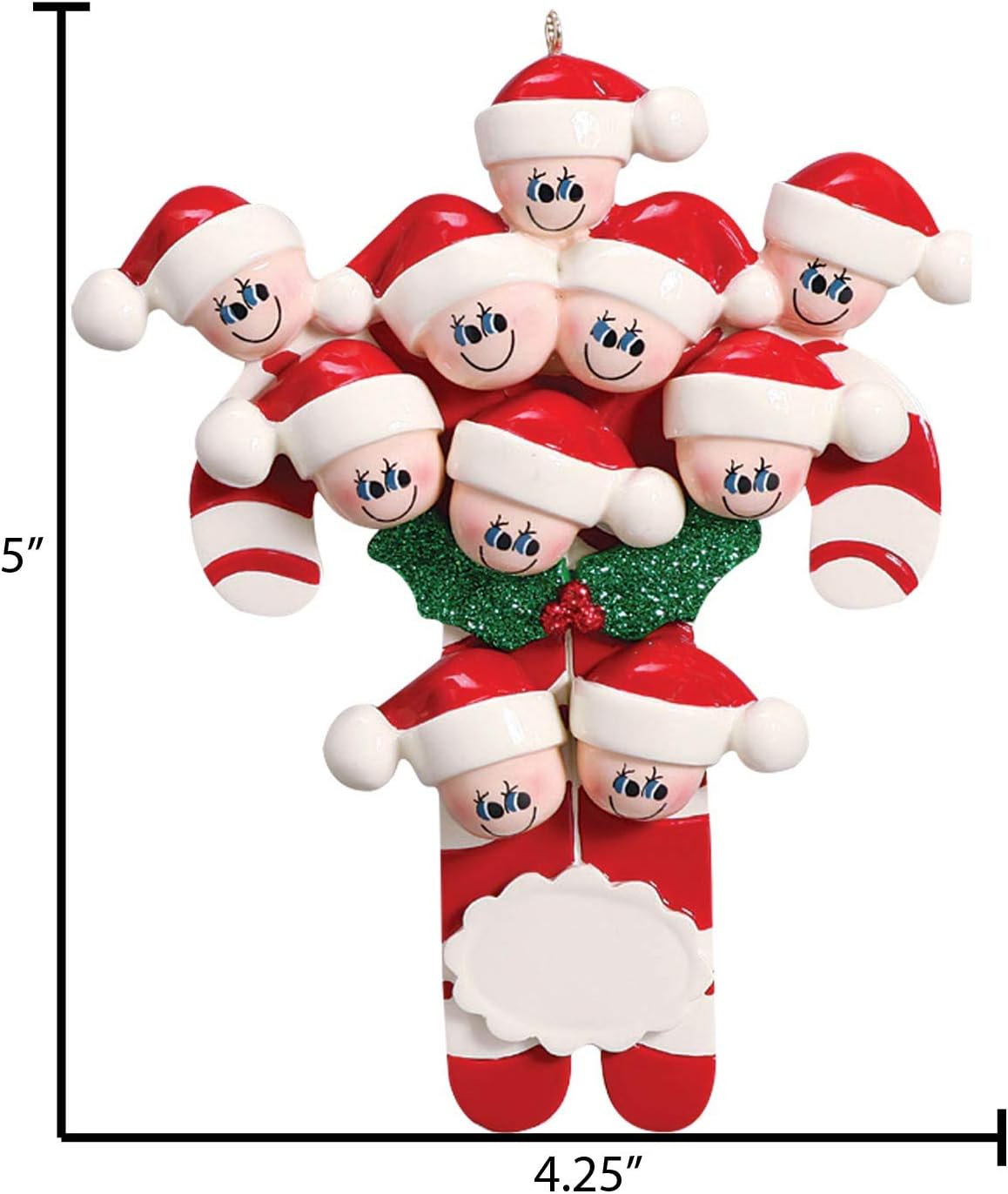 Candy Cane Family of 10 Ornament 2025 Personalized Family Christmas Ornaments 2025 | Holiday Keepsake Holly Berries Personalized Tree Ornaments for Grandchildren, Siblings & Grandkids of Ten Ornament