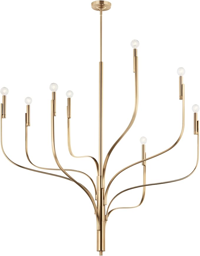 KICHLER Livadia 8-Light Chandelier, Soft Modern-Light in Champagne Bronze, for Foyer, Great Room, or Vaulted Dining or Bedroom (47.75" x 47.75"), 52675CPZ