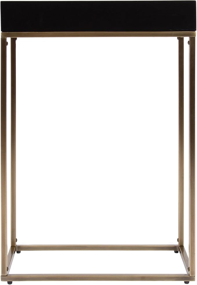 Kate and Laurel Karlsen Modern Wood and Metal Narrow Side Table, 16 x 8 x 24, Black and Antique Brass, Minimal Slim End Table for Use as Bedroom Nightstand or Accent Entryway or Living Room Decor