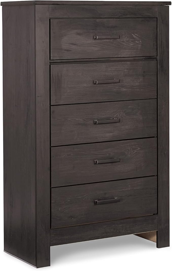 Signature Design by Ashley Brinxton Contemporary 5 Drawer Chest, Almost Black