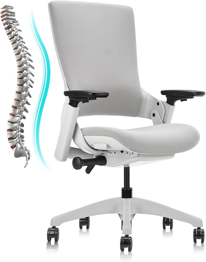 CLATINA Office Chair Swivel Executive Chair, Adjustable Ergonomic Computer Chair with 3D Armrest and Lumbar Support, Fabric Backrest Task Chair for Home Office Conference Room
