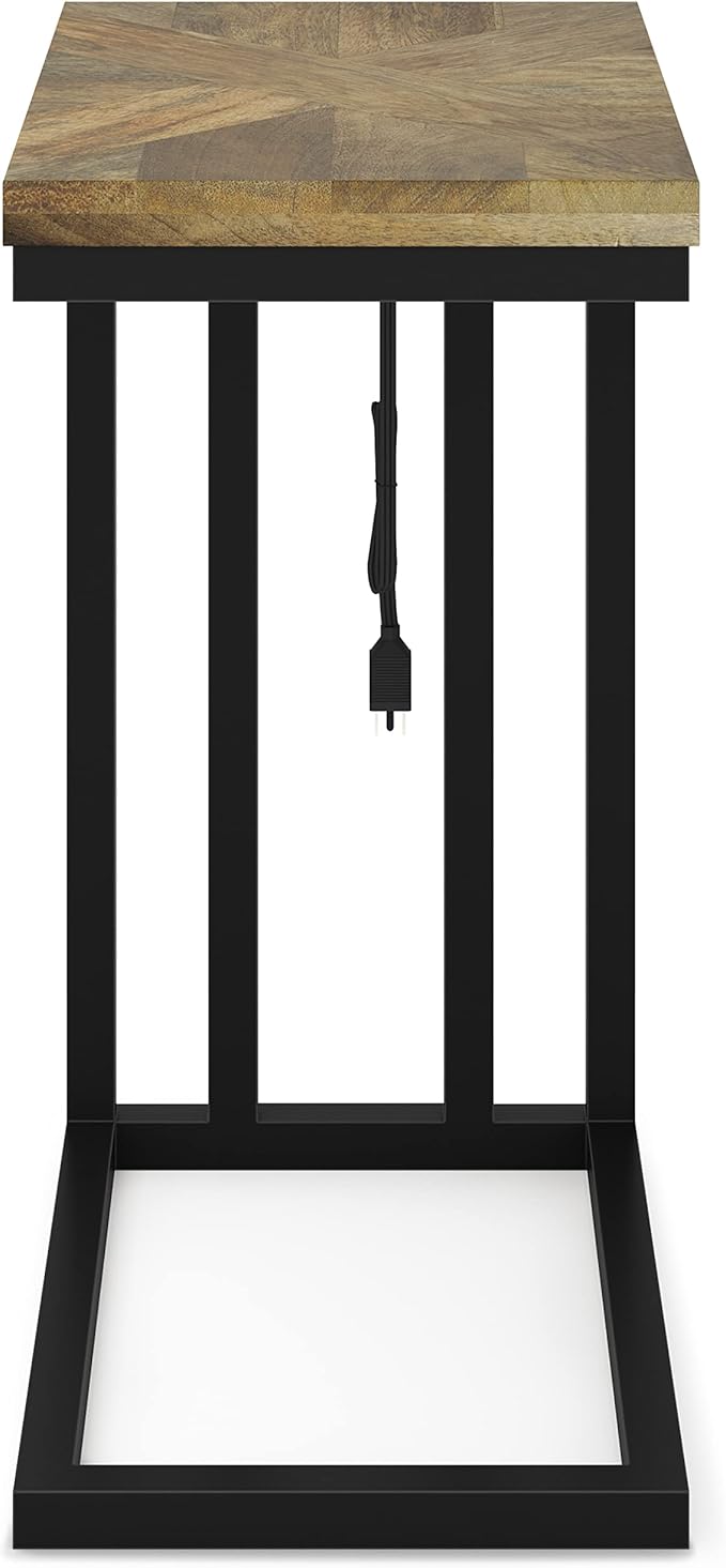 SIMPLIHOME Hayward Modern Industrial 19 inch Wide Metal Side Table in Natural, Fully Assembled for the Living Room and Bedroom