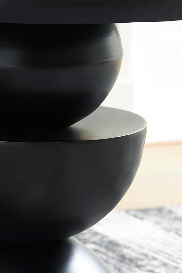 Signature Design by Ashley Kurtson Modern Metal Accent Table with Pedestal Base, Black