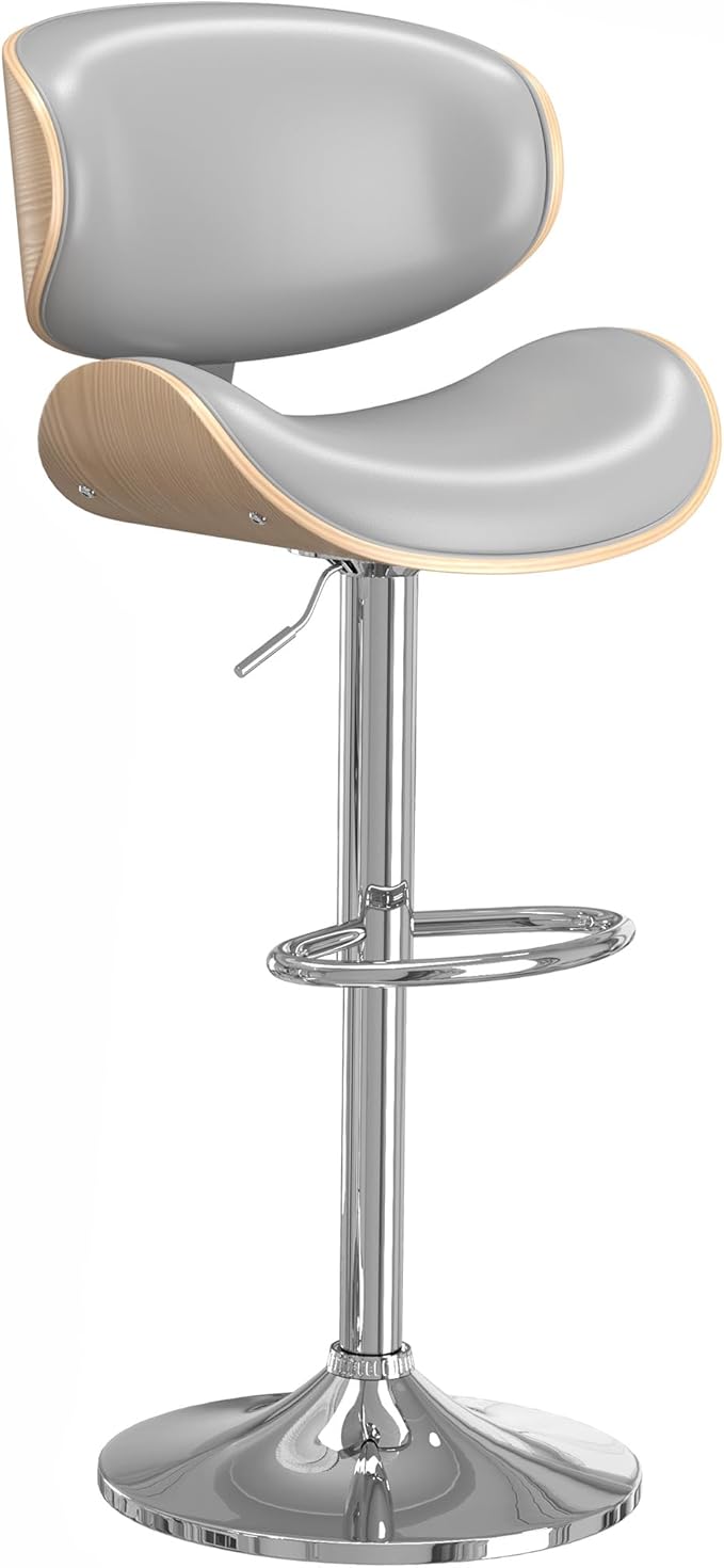 Bar Stools Modern Swivel Bar Chairs, Barstools Counter Height with Backrest for Bar, Kitchen, Dining Room Grey