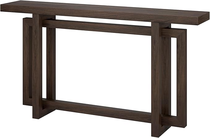 Henn&Hart 55'' Wooden Rectangular Console Table Entryway Table, Sofa Table for Entryway, Living Room, Couch, Hallway, or Office, Alder Brown