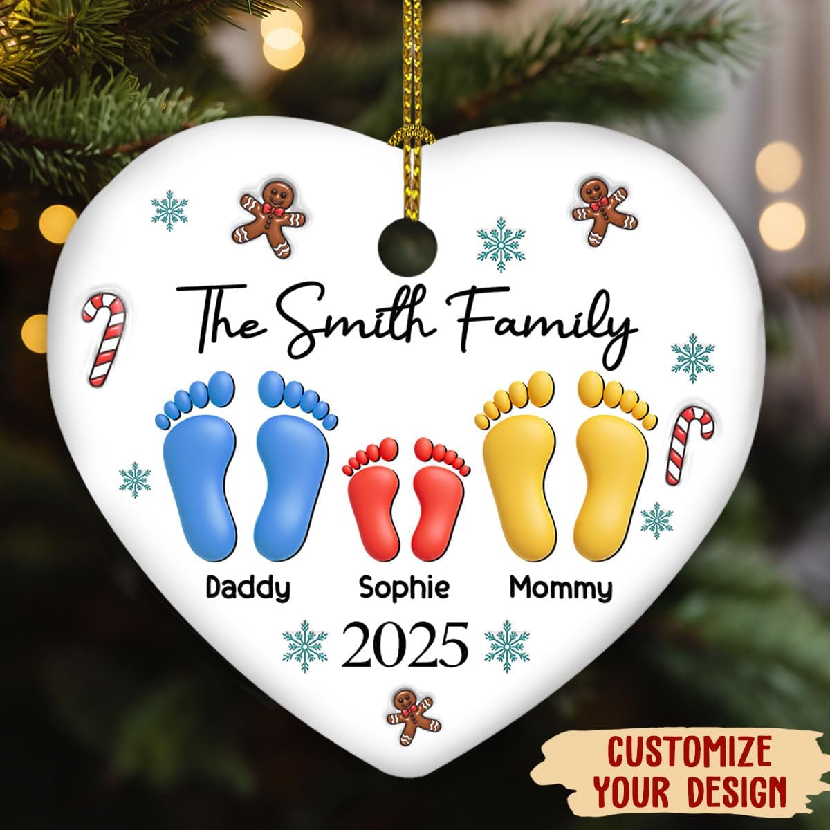Personalized 3D Effect Ceramic Ornament – Gift for Family Members and Home Decor, Family Together Christmas 2025 Ornament