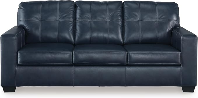 Signature Design by Ashley Santorine Classic Leather Match Tufted Sofa, Blue