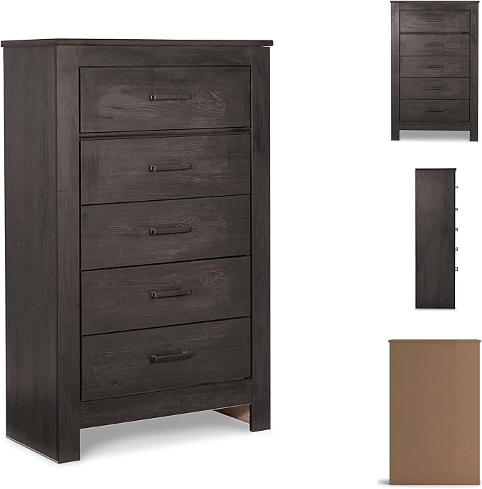 Signature Design by Ashley Brinxton Contemporary 5 Drawer Chest, Almost Black