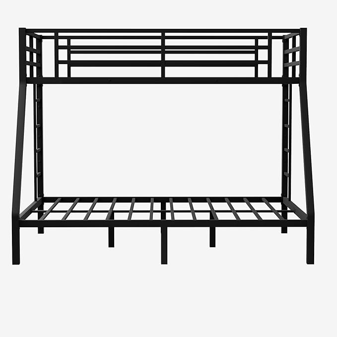 Bellemave Twin XL Over Queen Bunk Bed for Adults, Twin XL Over Queen Bunk Beds Frame with 2 Ladder and Full Length Guardrail, Easy Assemble, Mattress Not Included, Black