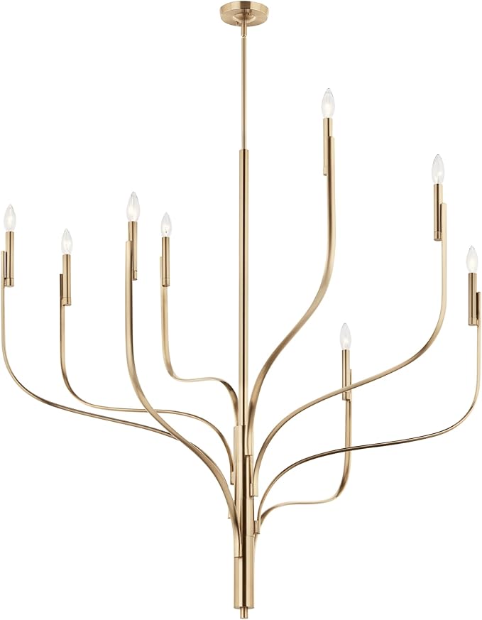 KICHLER Livadia 8-Light Chandelier, Soft Modern-Light in Champagne Bronze, for Foyer, Great Room, or Vaulted Dining or Bedroom (47.75" x 47.75"), 52675CPZ