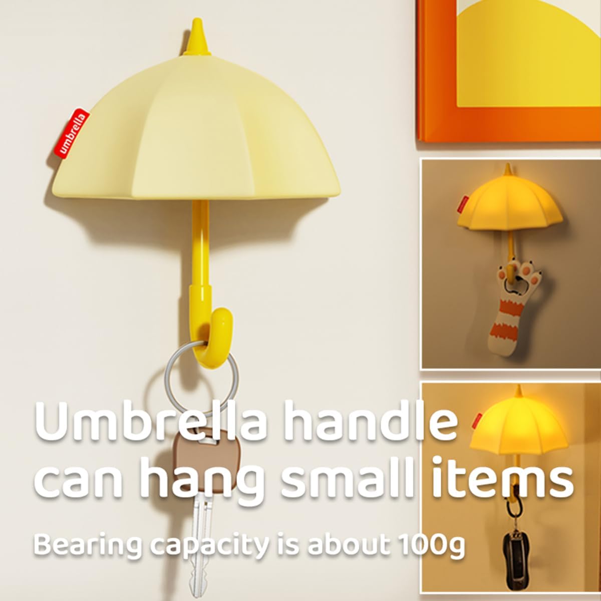 Umbrella Night Light for Kids,Light-Up Magnetic Fridge Lamp, Rechargeable Silicone Lamp for Baby Nursery,3 Levels Dimmable 30 minute timer,Squishy Bedside Night Lamp for Bedroom Kitchen