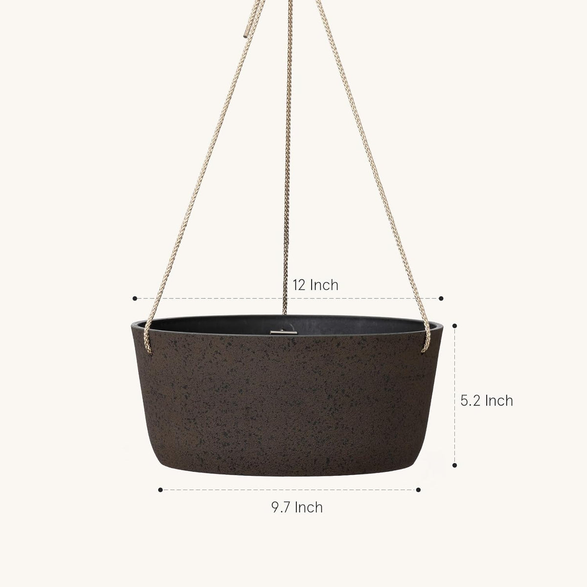 La Jolie Maison Large Hanging Planters - 12 Inch Outdoor Flower Pots, Hanging Garden Planters Set of 2, Iron Color