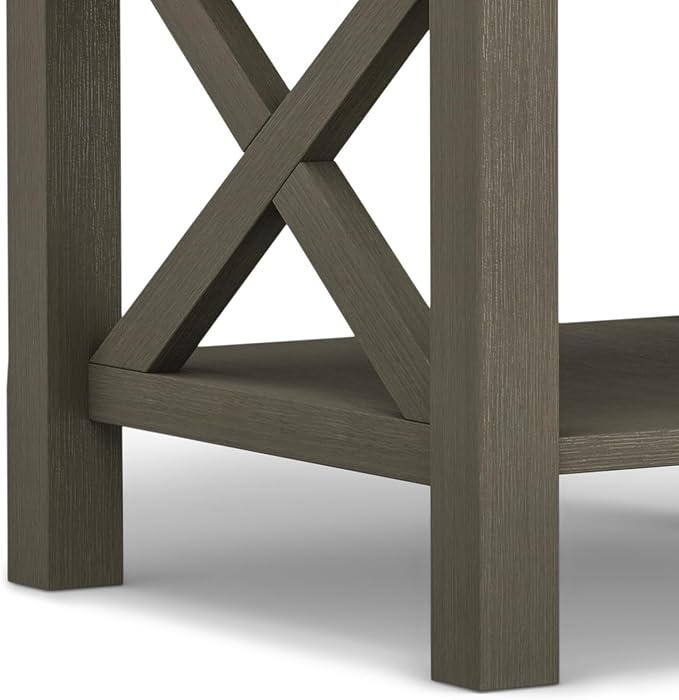 SIMPLIHOME Kitchener SOLID WOOD 21 inch Wide Square Contemporary End Side Table in Farmhouse Grey for the Living Room and Bedroom