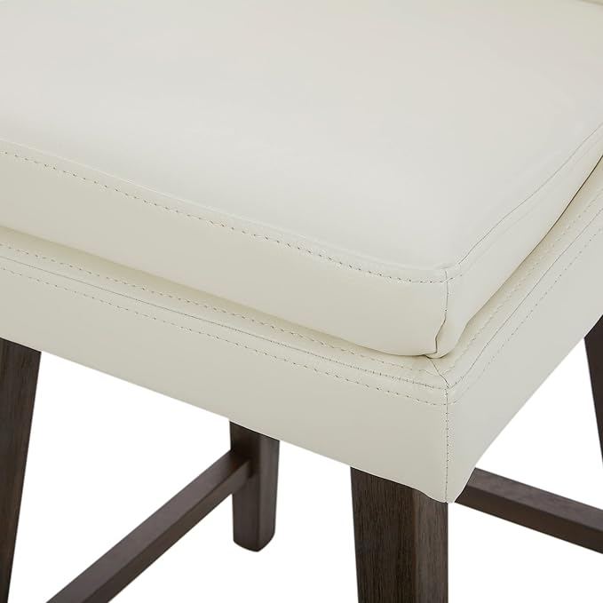 CHITA Counter Height Swivel Bar Stools Set of 4, FSC Certified Upholstered Faux Leather Barstool Chairs with Back, 26.8" H Seat Height, PU Leather in Pure White