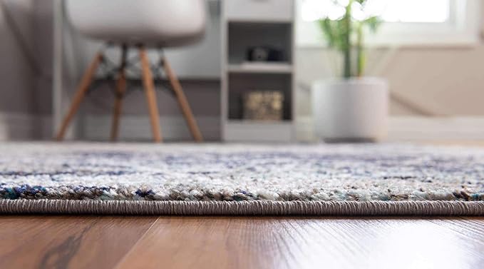 Unique Loom Trellis Frieze Collection Area Rug - Geometric (7' 10" Octagon, Blue Multi/ Ivory)