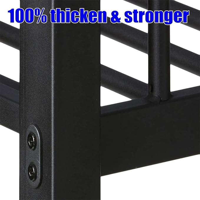 Latest Upgrade & Stronger Steel Queen Over Queen Bunk Bed, Heavy Duty Thickened More Rust-Proof Metal Bunk Queen Bed with Enhanced Legs & Slats (Easier Assembly)