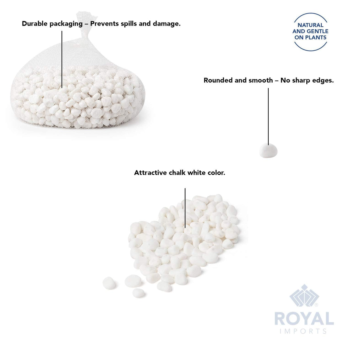 Royal Imports 30LBS River Rocks Decorative Ornamental Pebbles, Garden Landscaping Stones, Gravel Filler for Plants, Vases, Succulents, Home Decor, Aquariums, Crafting, Animal Habitat - Small White