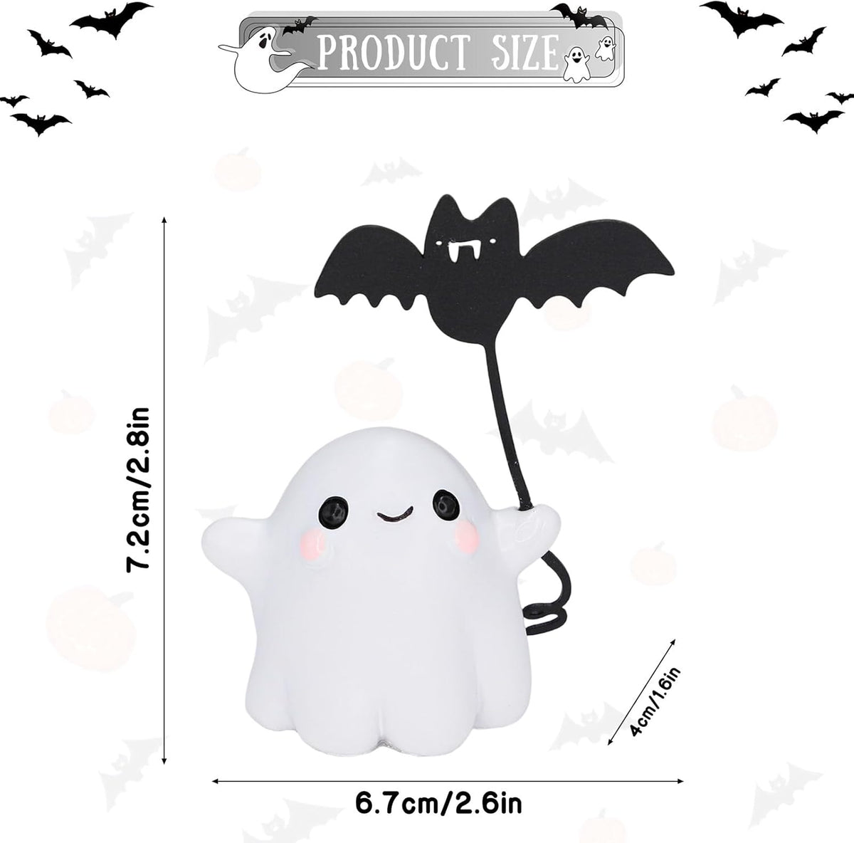 Halloween Ghost Pull Bat Statue Funny Cartoon Spooky Ornament Figurine Mini Halloween Figurine Decorations Cute Spooky Bat Statue for Home Office Car Decorations Ornament