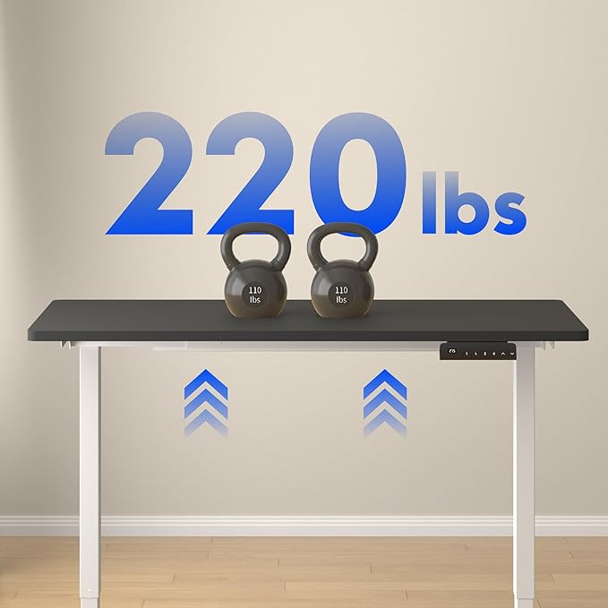 FLEXISPOT E3 Dual Motor Electric Standing Desk 60x24 Inch Whole-Piece Board Height Adjustable Electric Sit Stand Desk (White Frame + Black Desktop, 2 Packages)