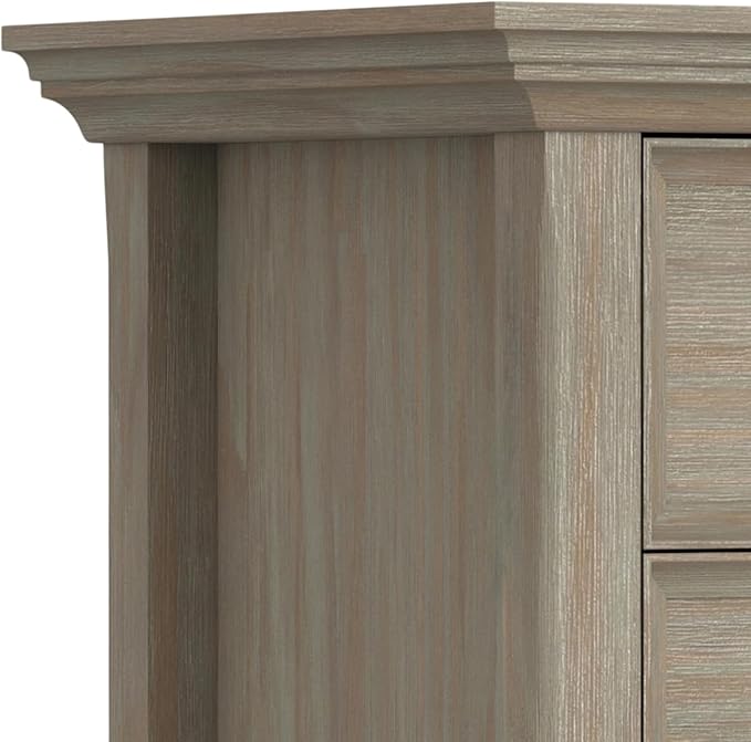 SIMPLIHOME Amherst SOLID WOOD 24 Inch Wide Traditional Bedside Nightstand Table in Distressed Grey, For the Living Room and Bedroom
