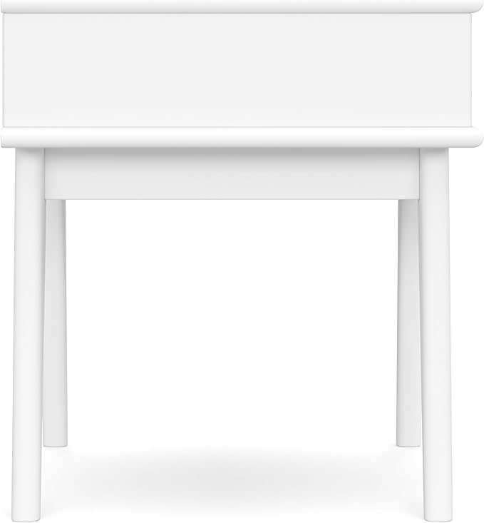 SIMPLIHOME Draper Solid Hardwood 22 inch Wide Rectangle Mid Century Modern End Table in White for The Living Room and Bedroom