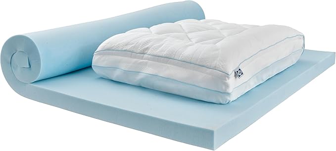 Sealy Dreamlife 3” Gel Memory Foam Queen Mattress Topper with 1” Quilted Cooling Cover, SealyComfort Gel Foam, SealyCool Poly Blend Cover